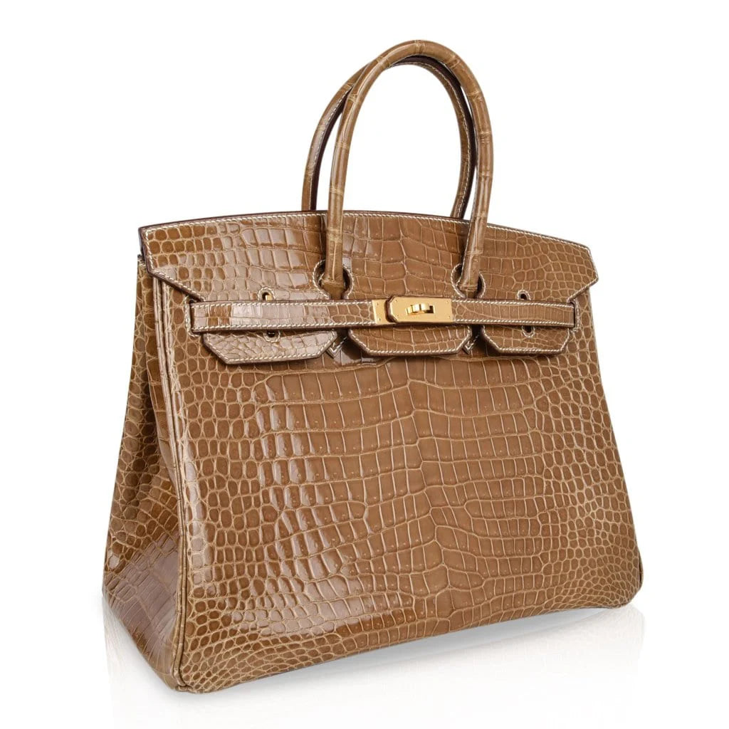 Birkin 35 Bag Ficelle Porosus Crocodile Gold Hardware
