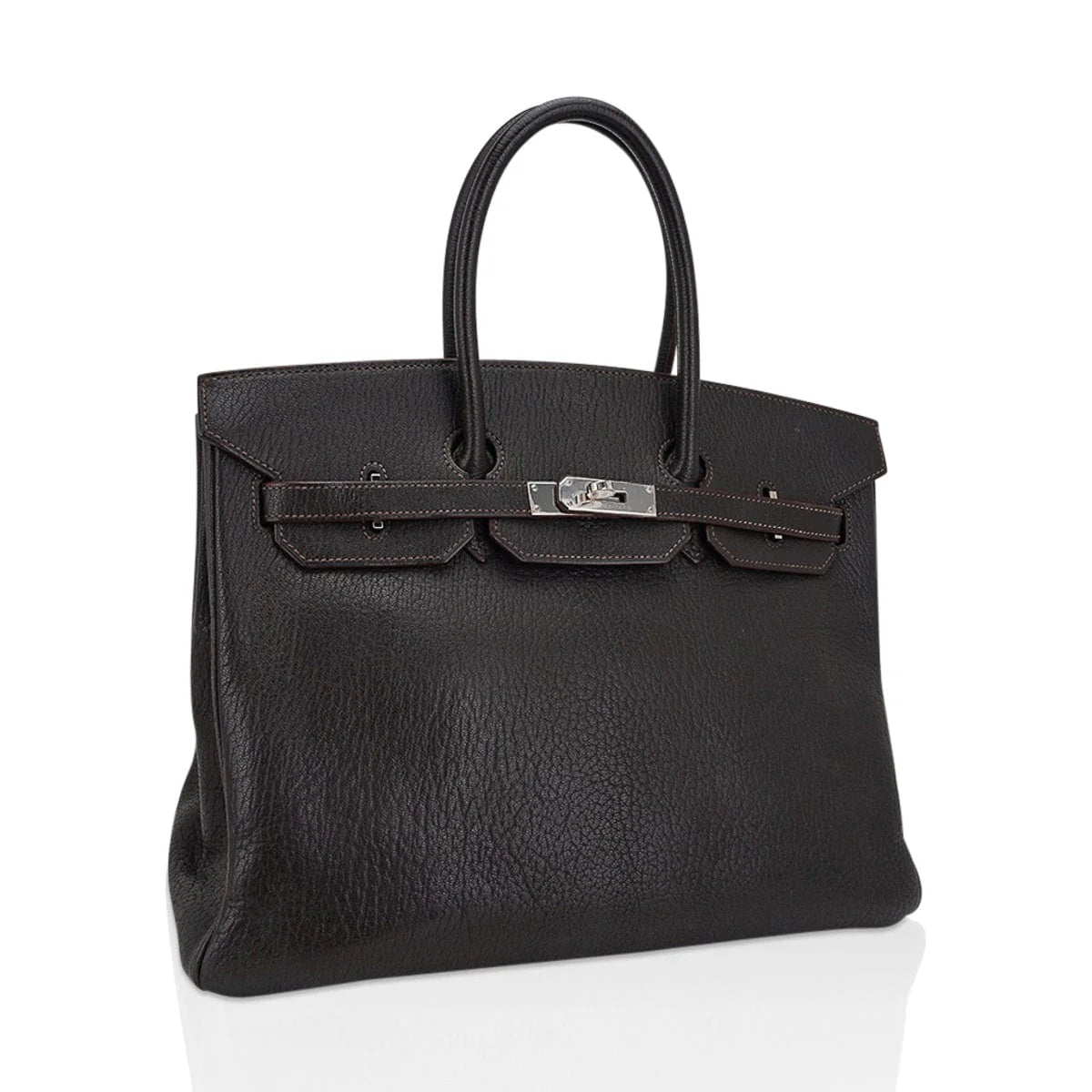 Birkin 35 Bag Cocoan Brown Chevre Leather with Palladium Hardware
