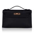Kelly Pochette Bag Black Rose Gold Hardware Clutch