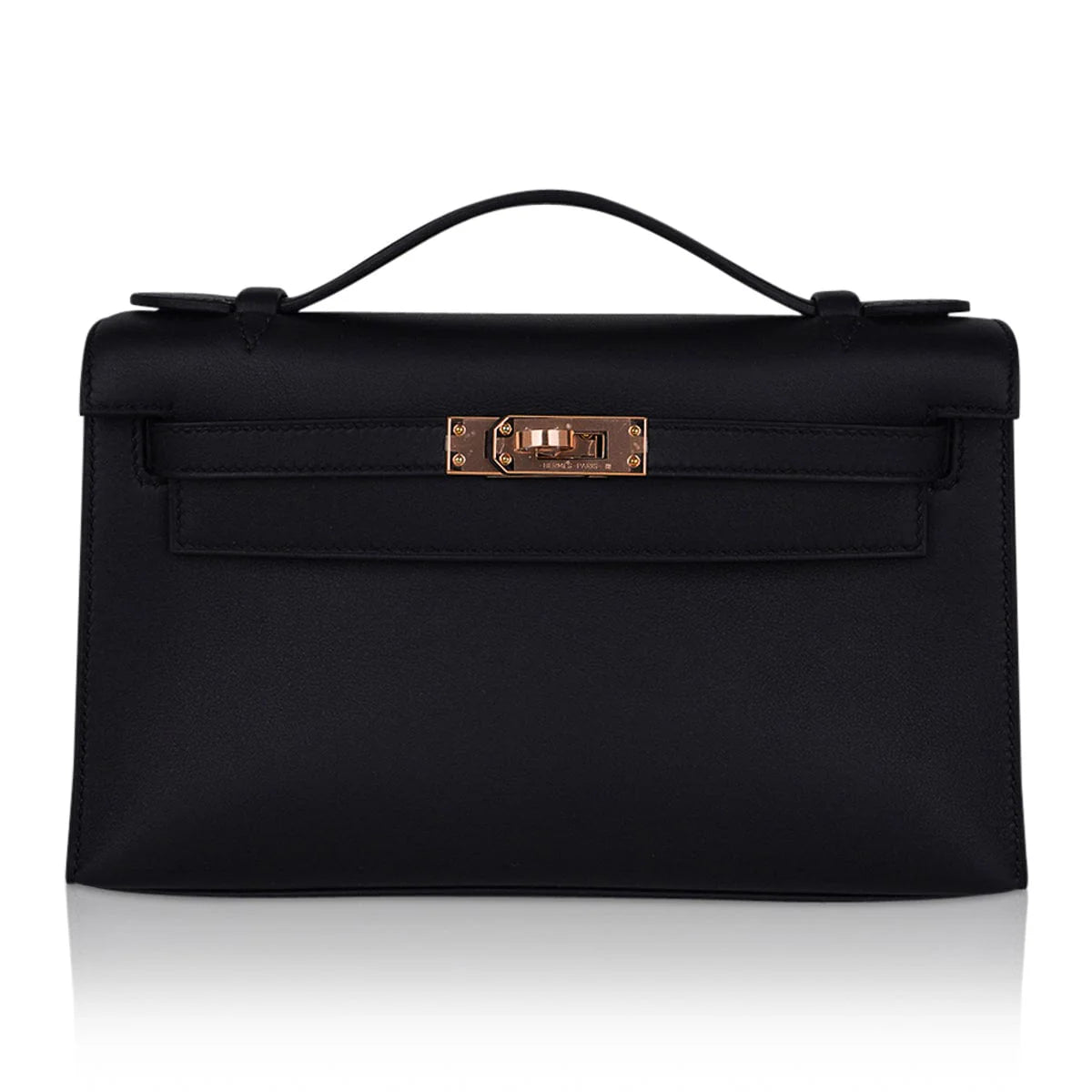 Kelly Pochette Bag Black Rose Gold Hardware Clutch