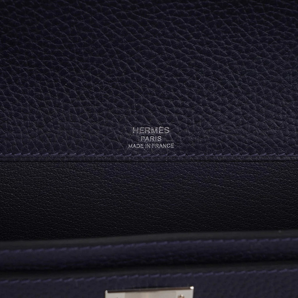 Kelly Depeches 25 Pouch Blue Ocean Galop D’Vache Leather with Palladium Hardware
