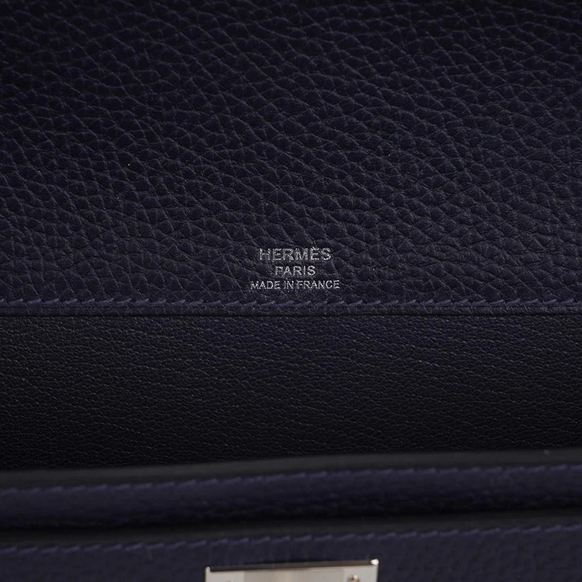 Kelly Depeches 25 Pouch Blue Ocean Galop D’Vache Leather with Palladium Hardware