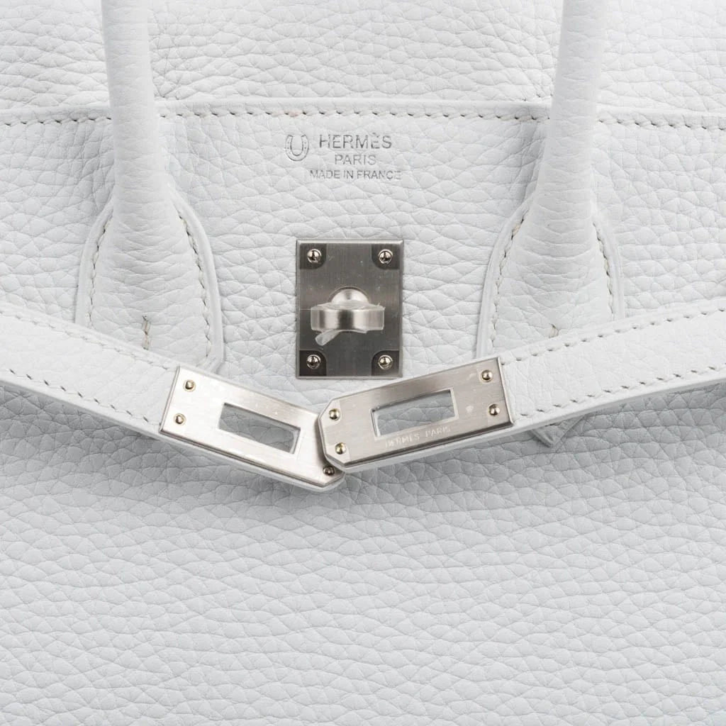 Birkin 25 Bag HSS White Clemence Trench Interior Brushed Palladium Hardware