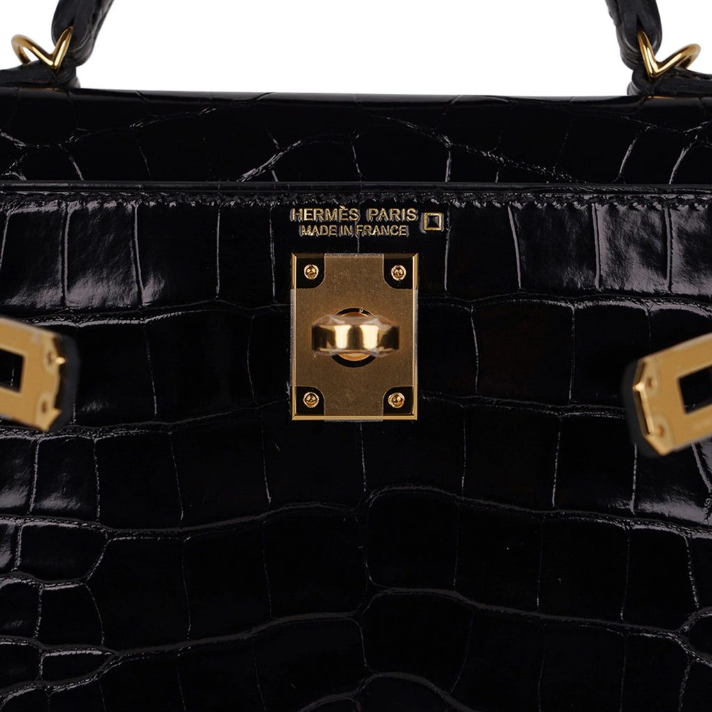 Kelly 20 Mini Sellier Bag Black Alligator Gold Hardware