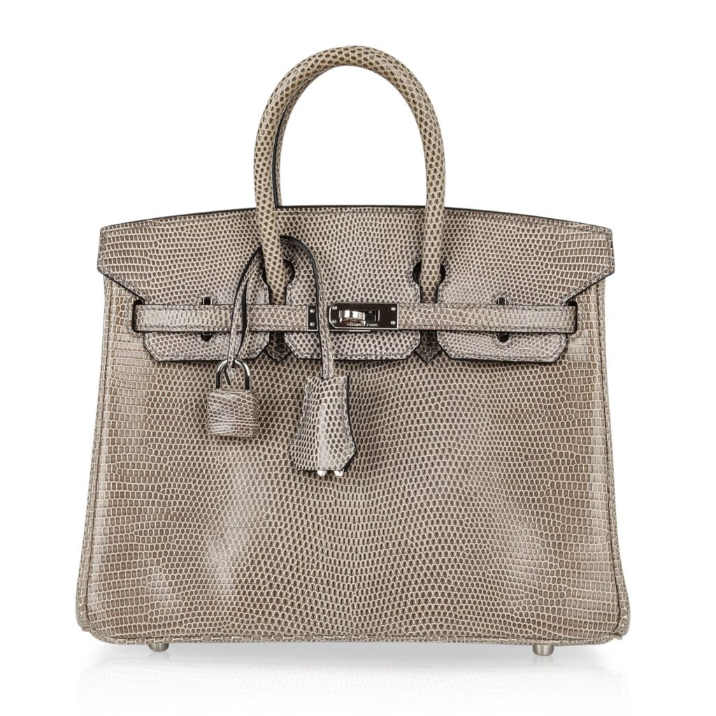 Birkin 25 Bag Gris Agate Lizard Palladium Hardware VERY Rare