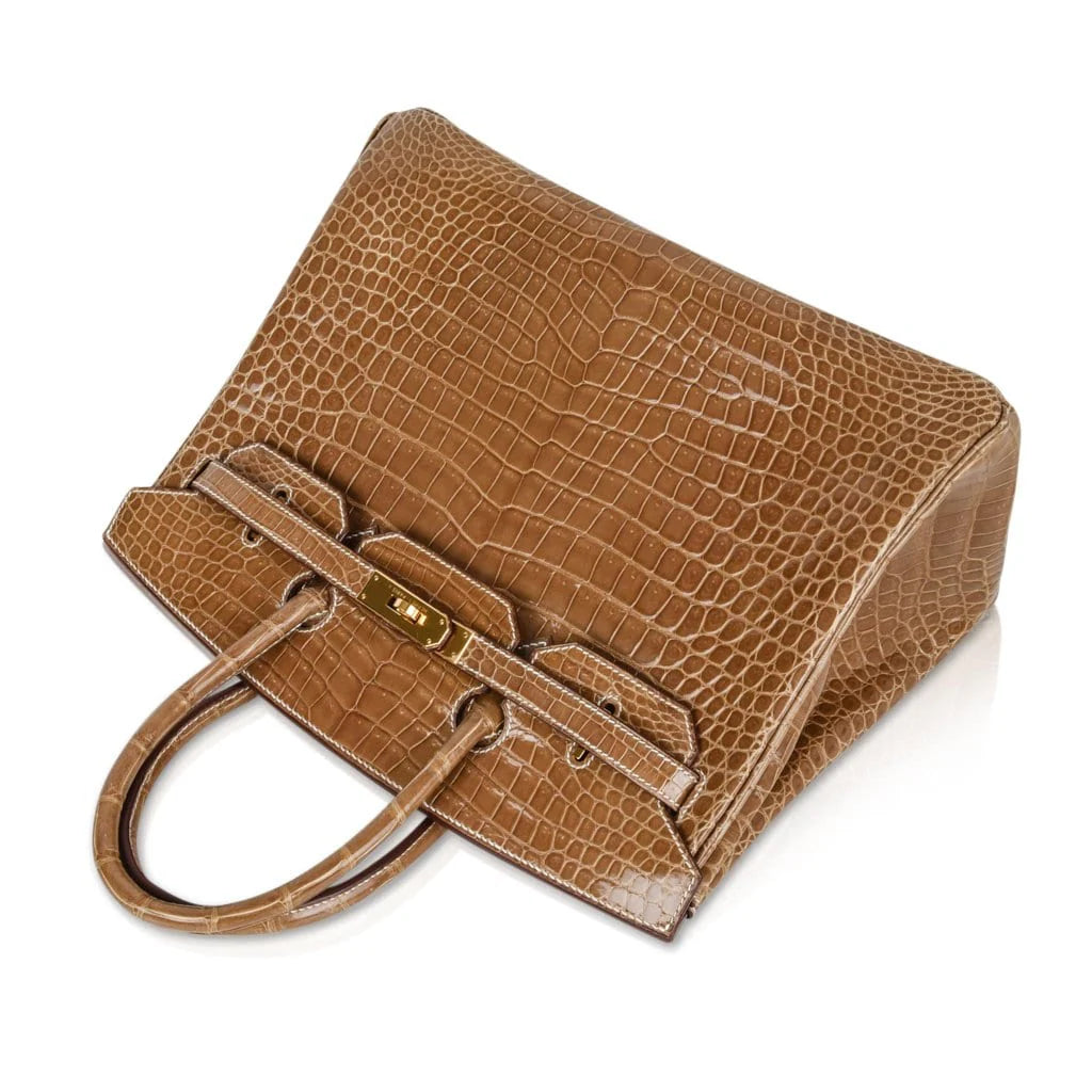 Birkin 35 Bag Ficelle Porosus Crocodile Gold Hardware