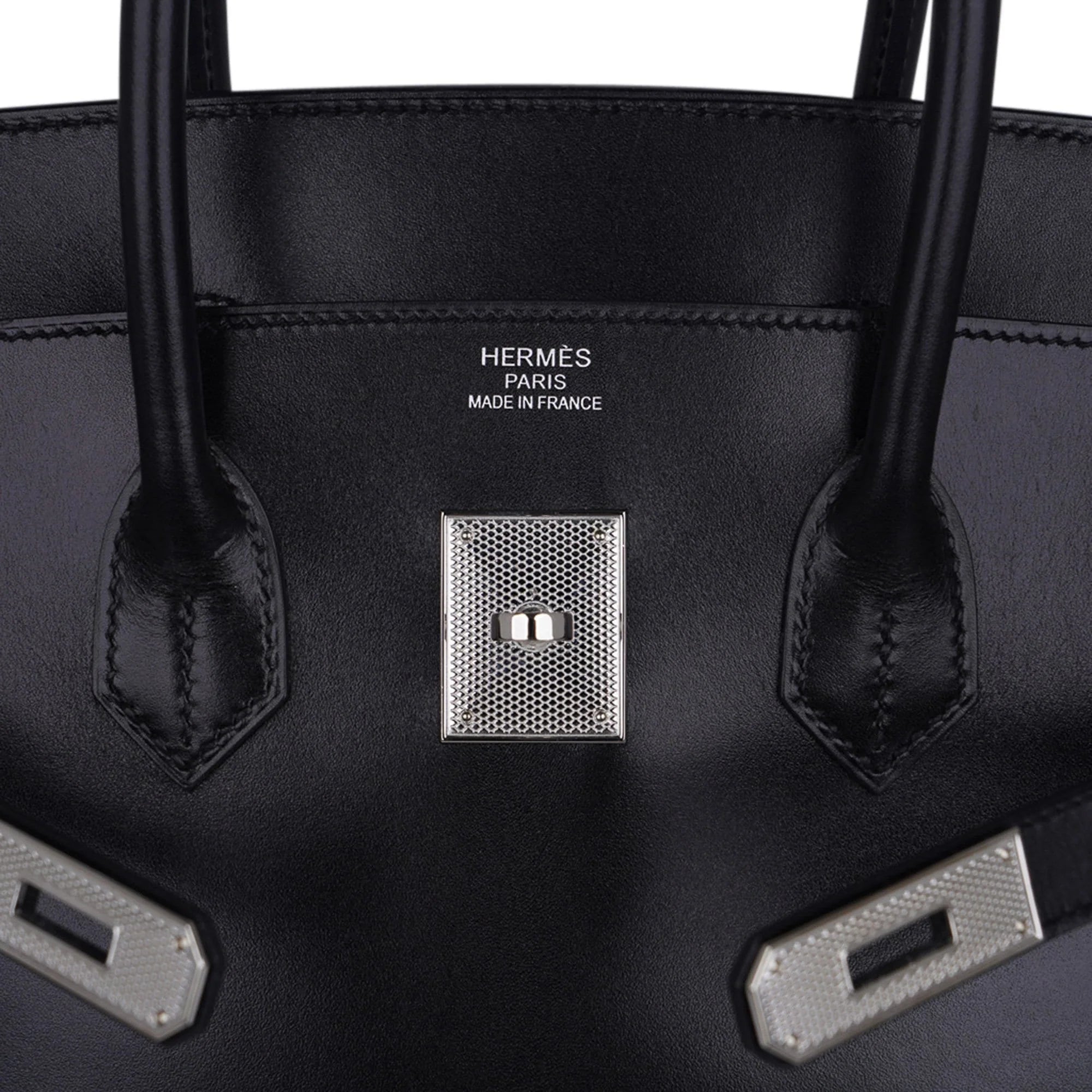 Birkin 35 Bag Black Box Palladium Guilloche Hardware