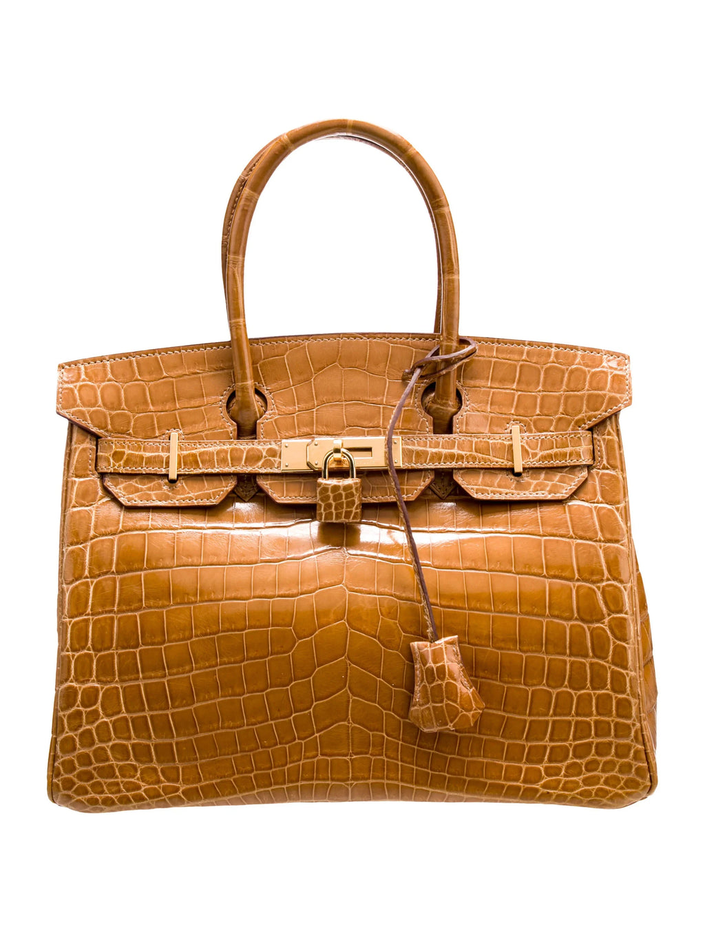 Birkin Shiny Niloticus Crocodile Cowhide Leather Gold Hardware