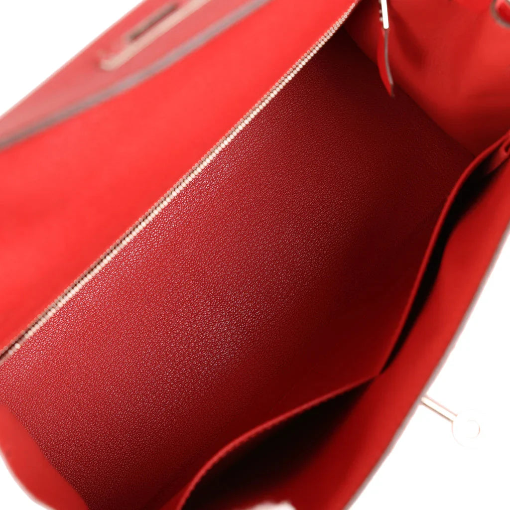 Kelly Sellier Rouge Tomate Epsom Palladium Hardware