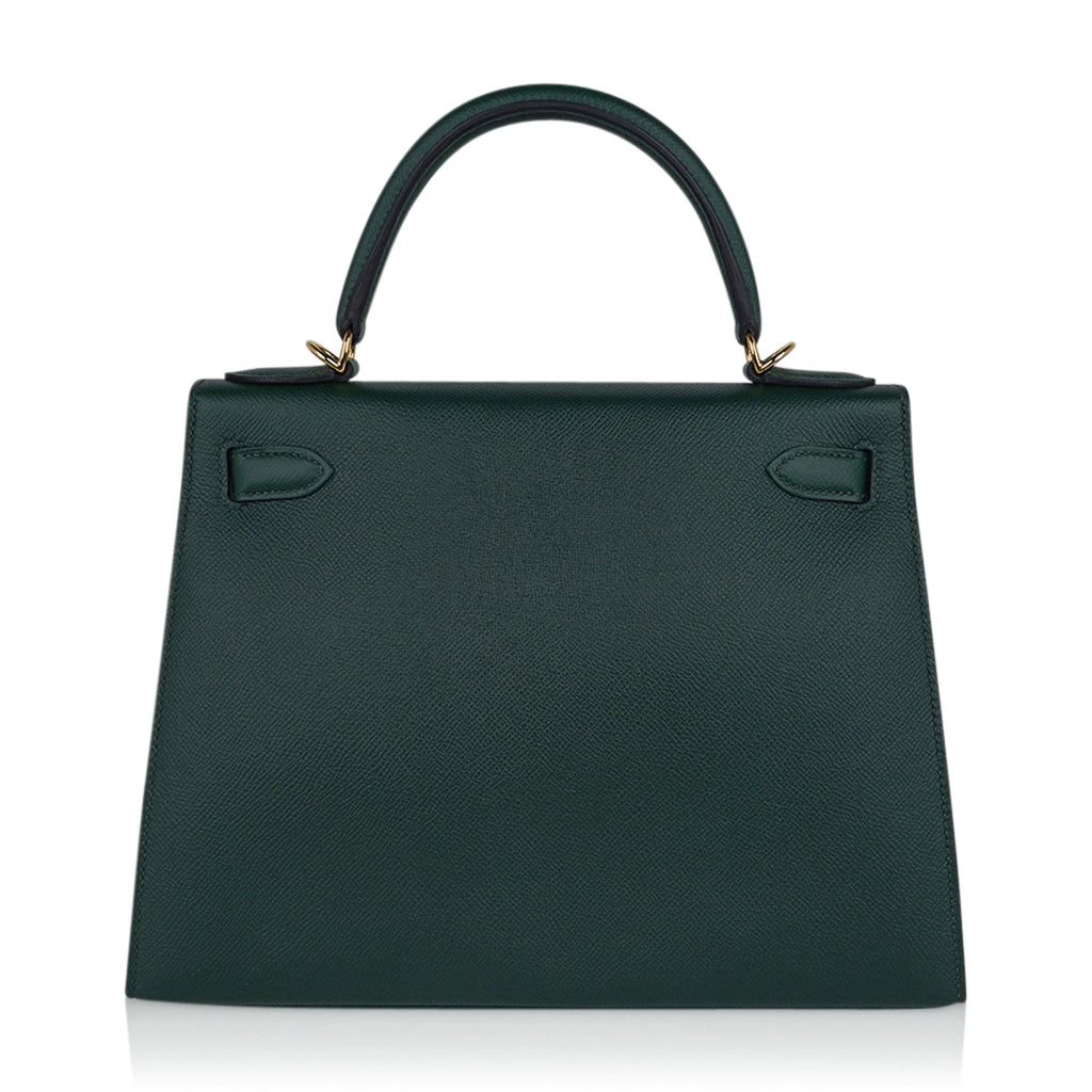 Kelly Sellier 28 Bag Vert Anglais Epsom Leather with Gold Hardware
