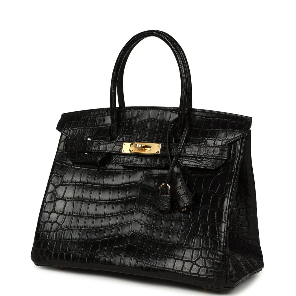 Birkin Black Matte Niloticus Crocodile Gold Hardware