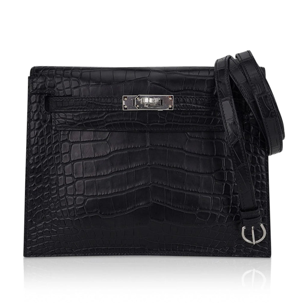 Limited Edition Kelly Danse Bag Matte Black Crocodile