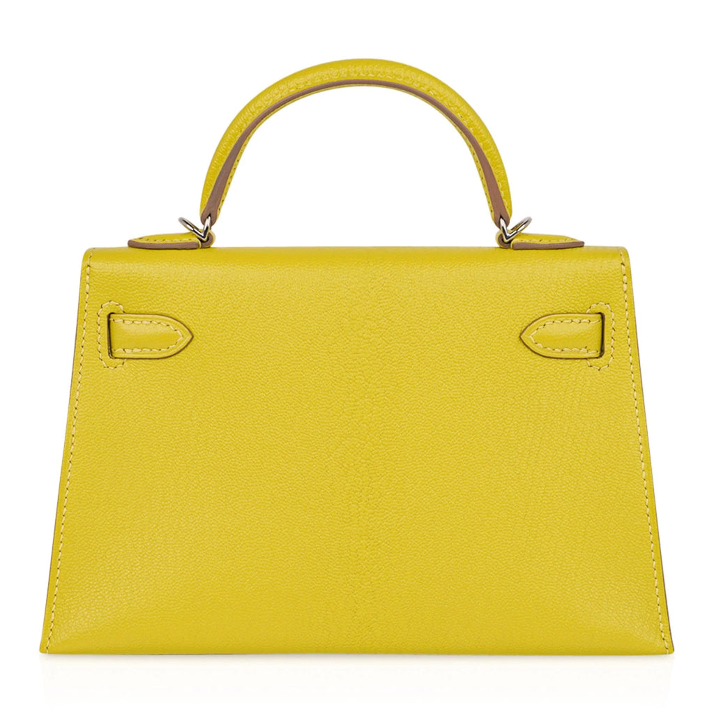 Kelly 20 Mini Sellier Bag Lime Chevre Leather Palladium New w/Box