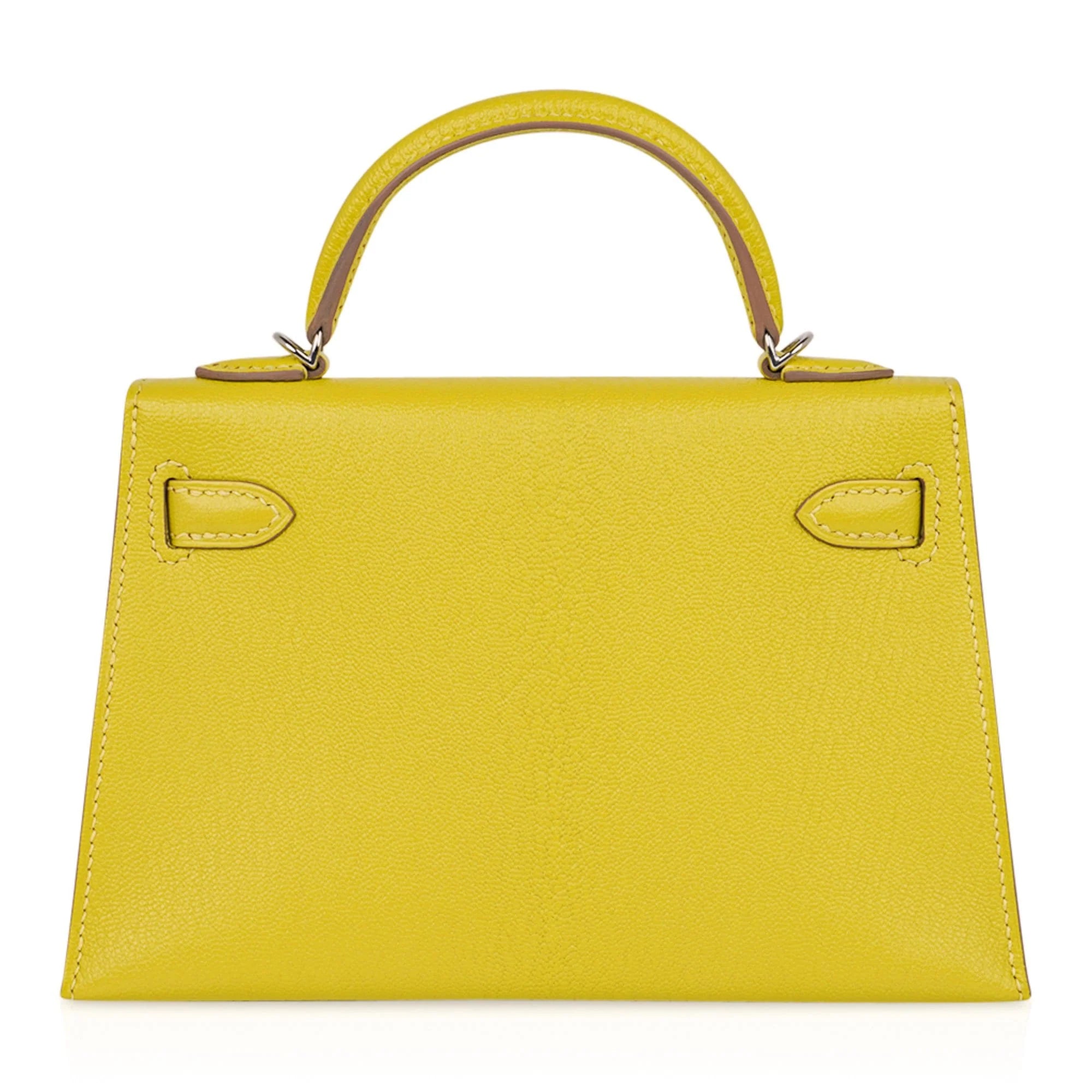 Kelly 20 Mini Sellier Bag Lime Chevre Leather Palladium New w/Box