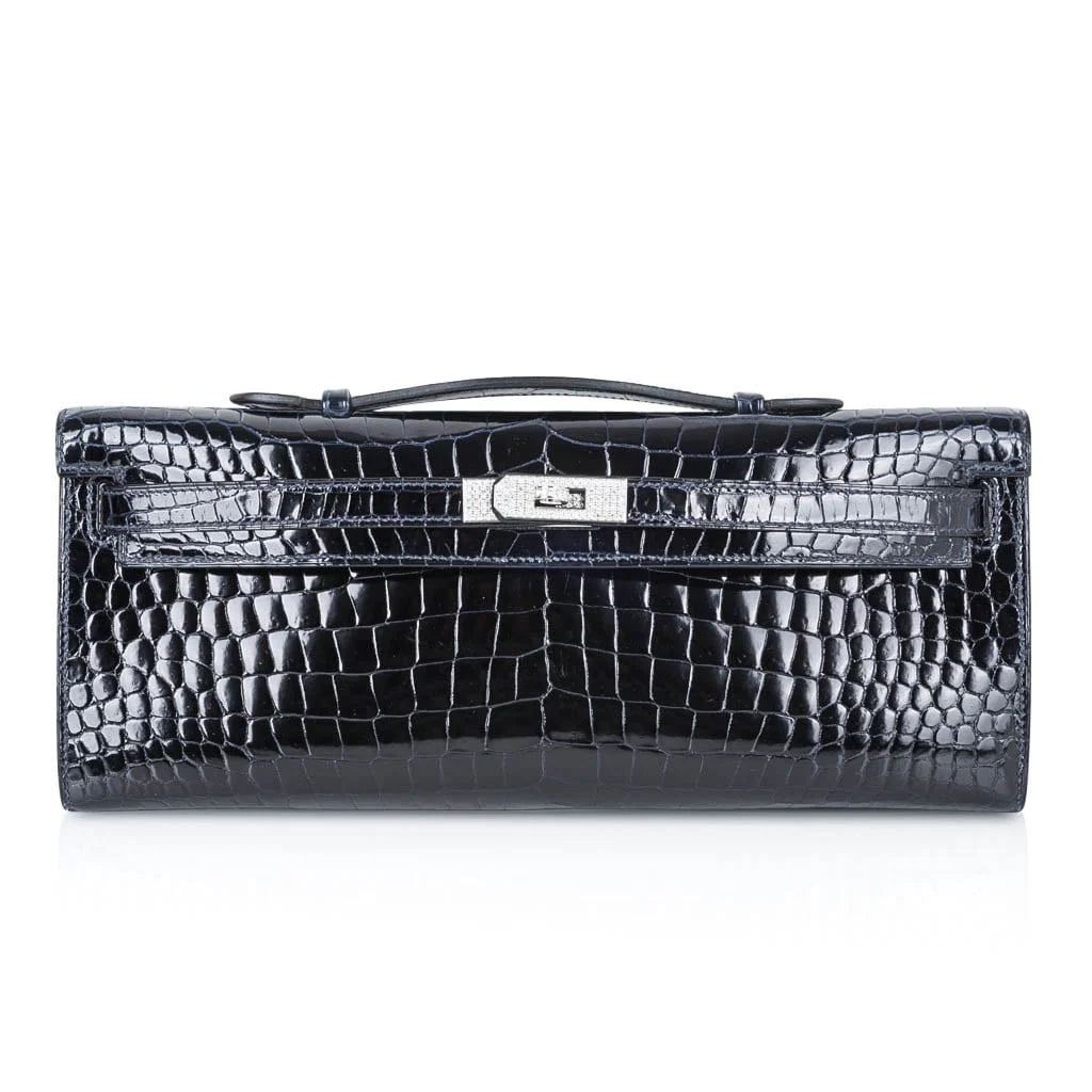 Kelly Cut Diamond Blue Marine Crocodile Bag Exquisite Clutch