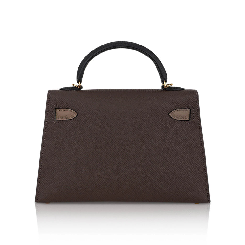 Special Order HSS Mini Kelly 20 Sellier Bag Ecorce Etoupe and Black with Gold Hardware