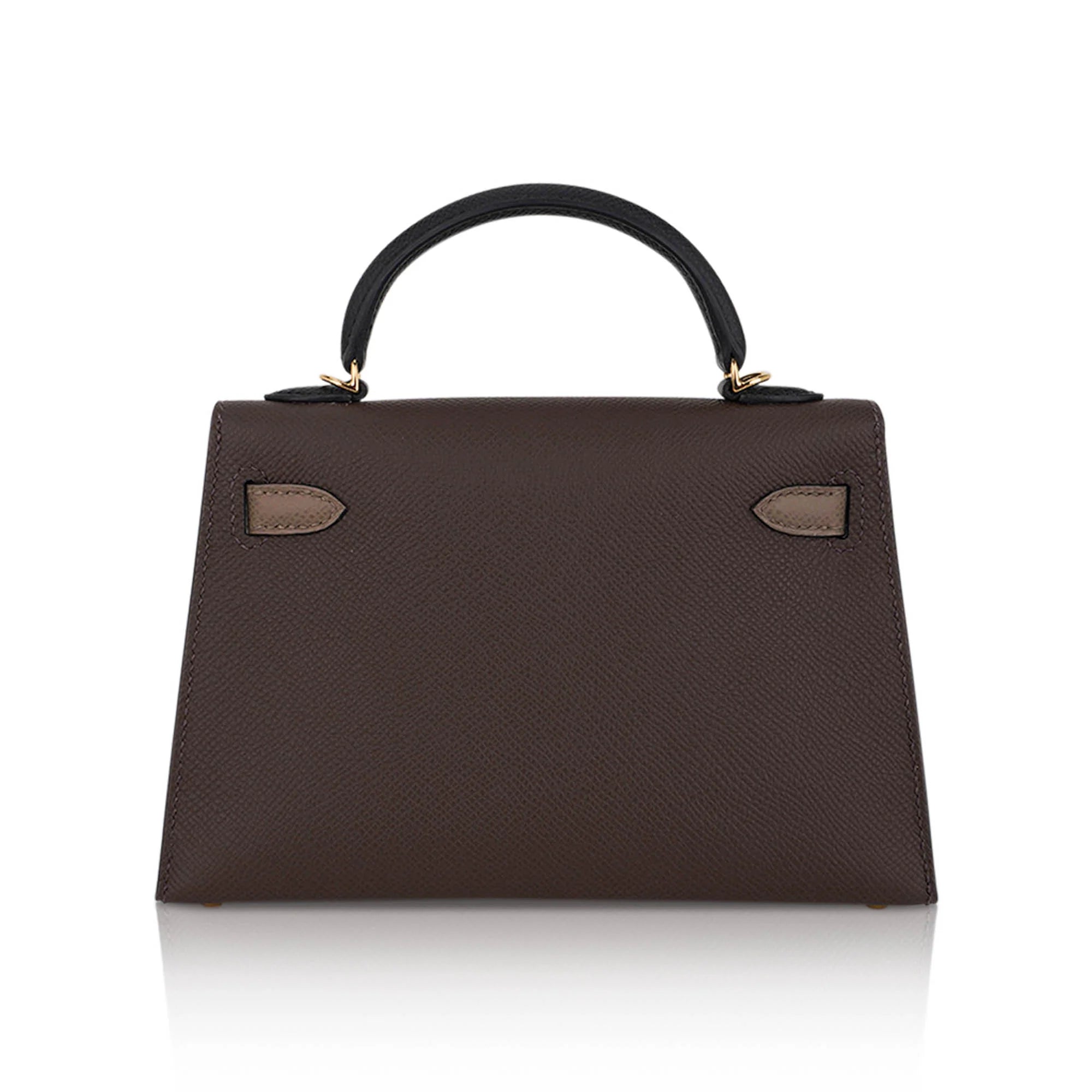 Special Order HSS Mini Kelly 20 Sellier Bag Ecorce Etoupe and Black with Gold Hardware
