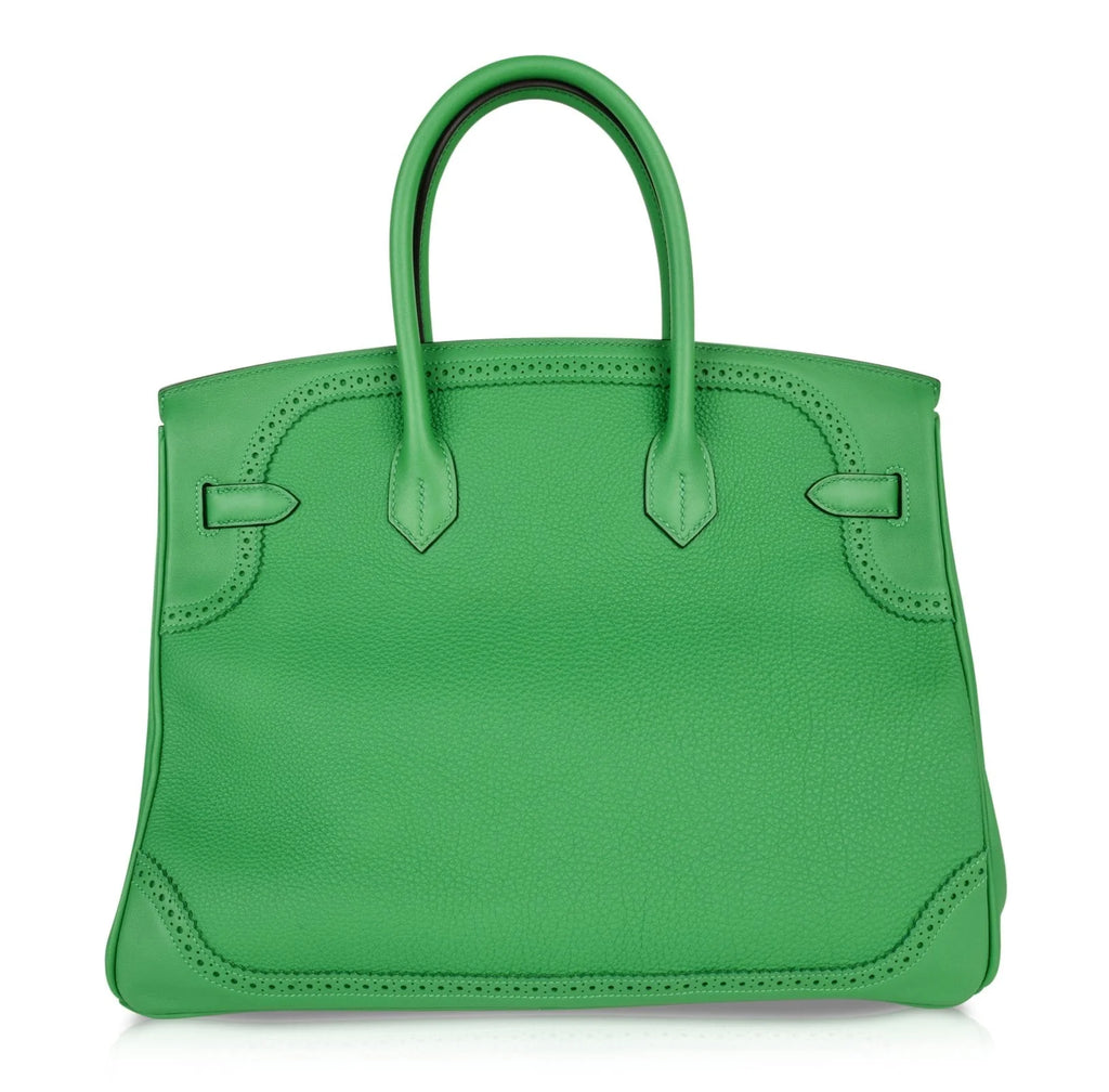 Birkin 35 Bag Ghillies Limited Edition Bamboo Palladium Hardware