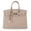 HSS Tri-Color Birkin 35 Gris Tourterelle Blue Paon & Purple Stitching Special Order Bag