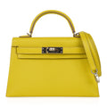 Kelly 20 Mini Sellier Bag Lime Chevre Leather Palladium
