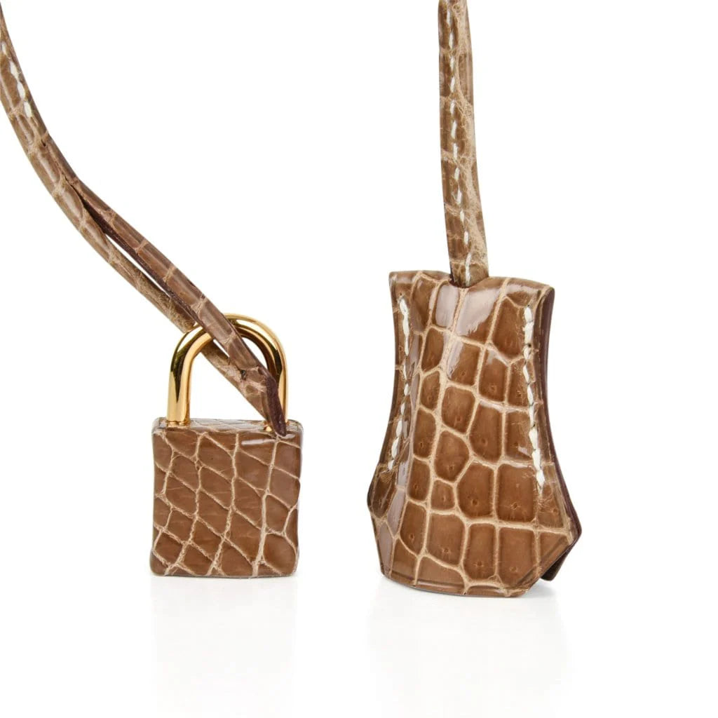 Birkin 35 Bag Ficelle Porosus Crocodile Gold Hardware