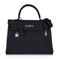 Kelly 35 Bag Black Retourne Togo Palladium Hardware New