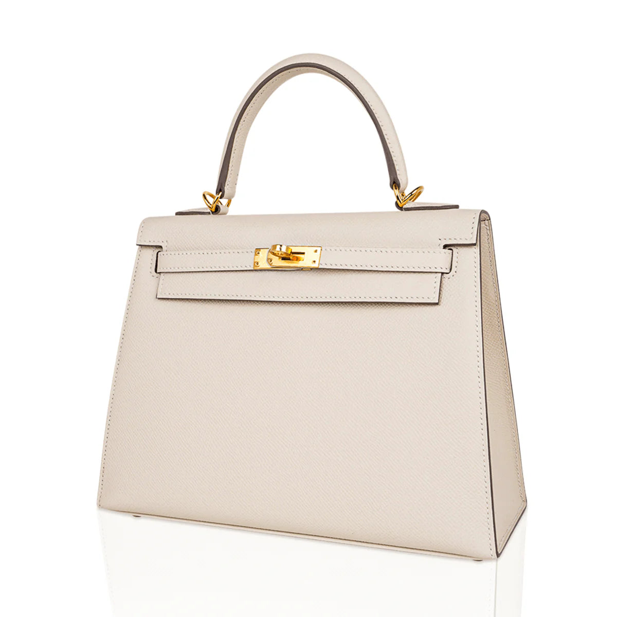 Kelly 25 Sellier Bag Craie Epsom Leather with Gold Hardware
