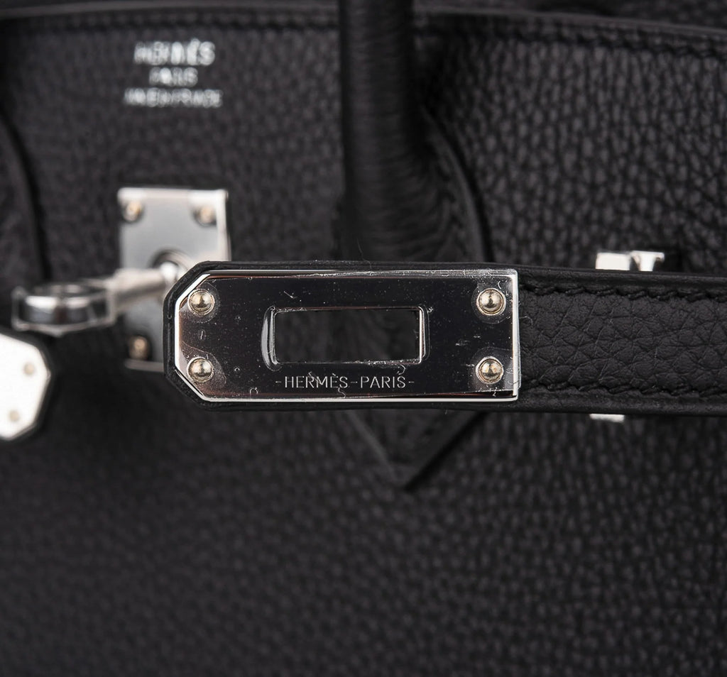 Birkin 25 Bag Black Palladium Hardware Togo Leather