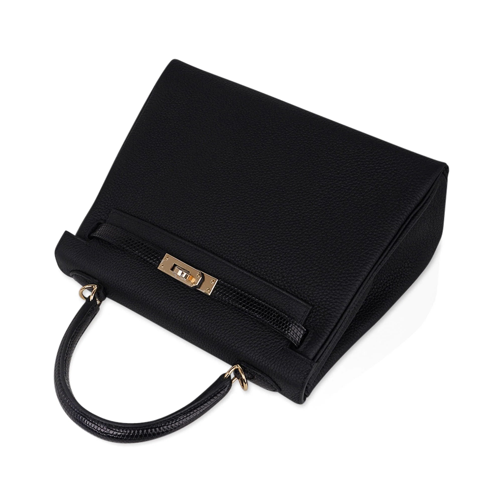Kelly Touch 25 Retourne Bag Black Lizard / Togo Permabrass Hardware