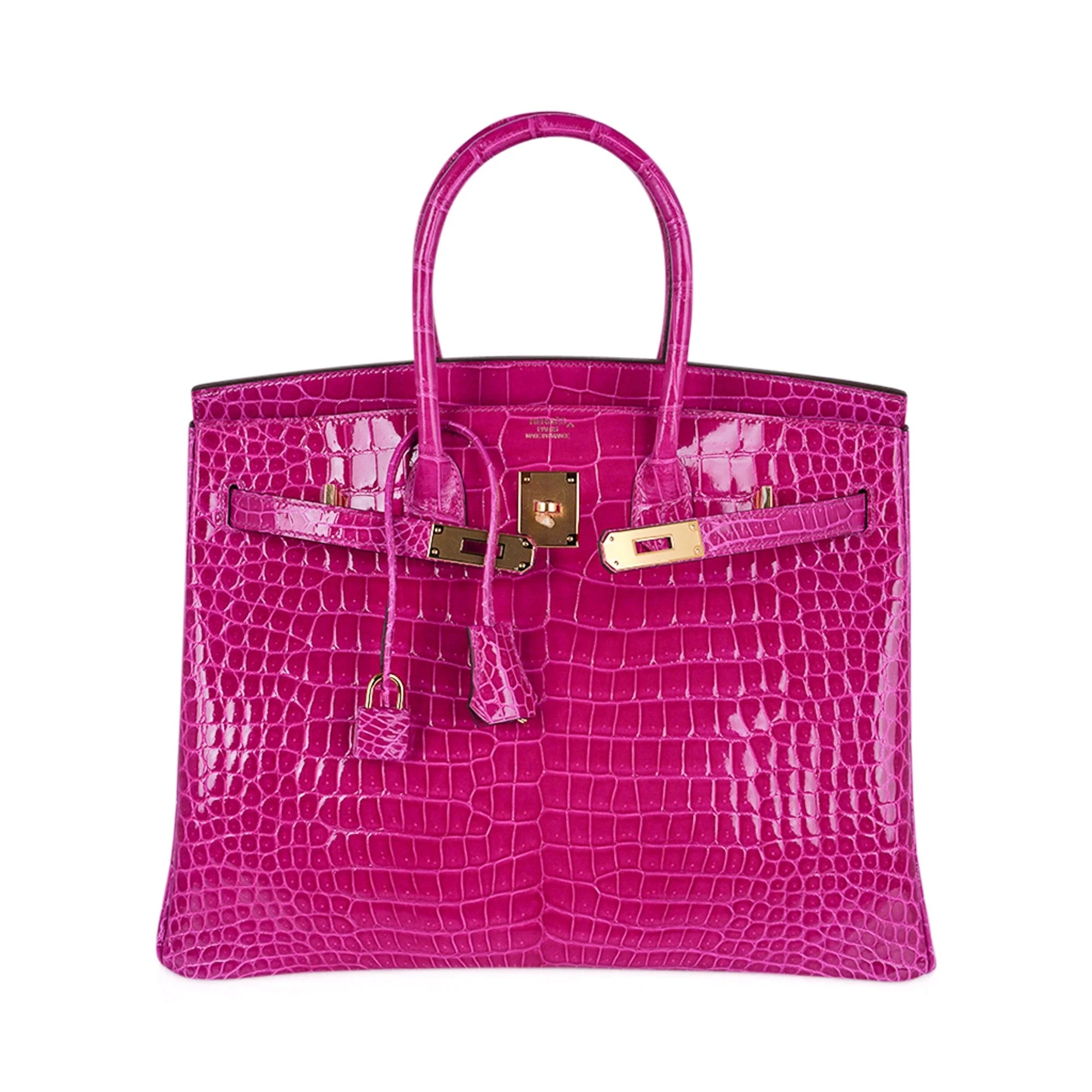 Birkin 35 Rose Scheherazade Porosus Crocodile Bag Gold Hardware