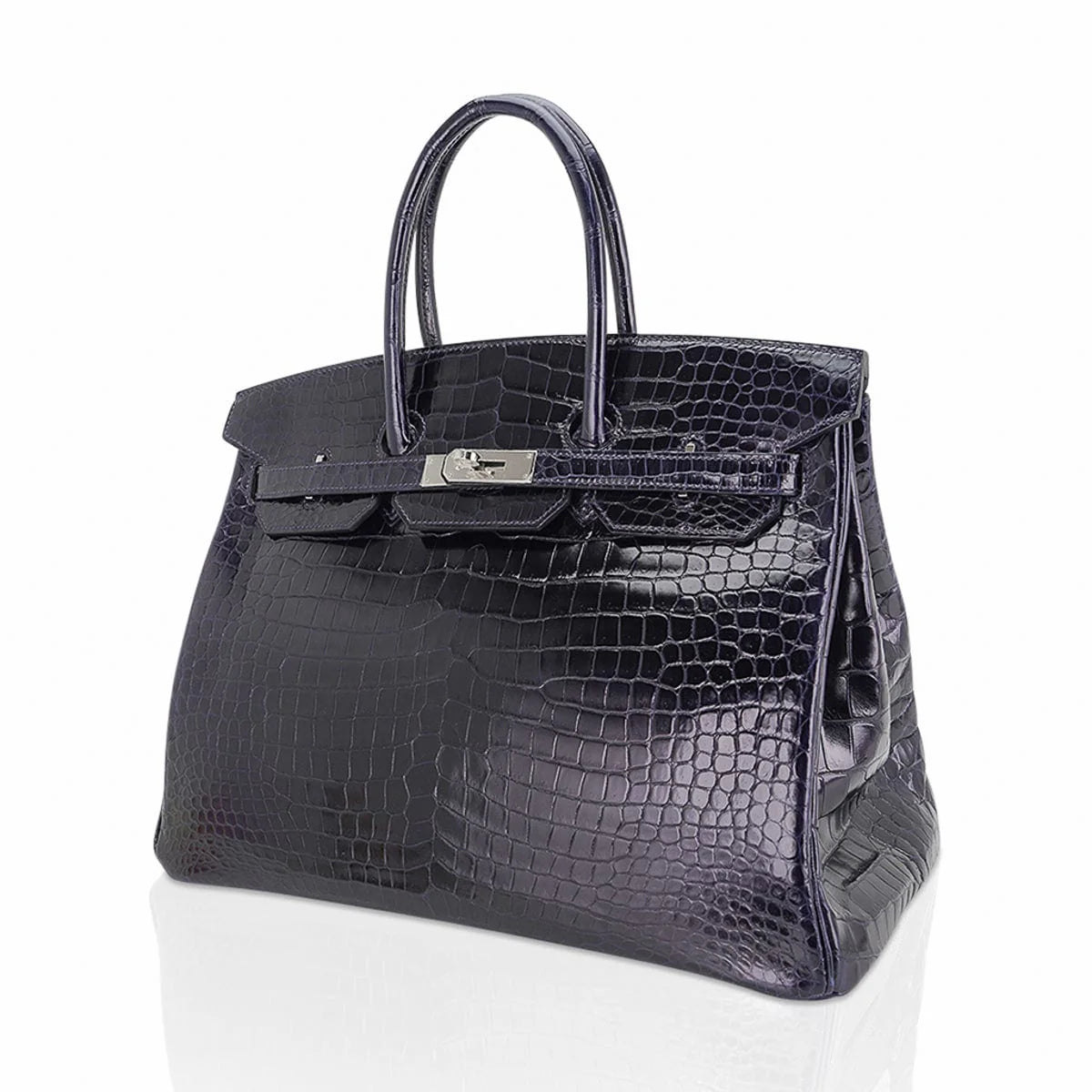 Birkin 35 Bag Blue Marine Porosus Crocodile with Palladium Hardware