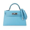 Kelly 20 Mini Sellier Bag Rare Blue Celeste Chevre Palladium