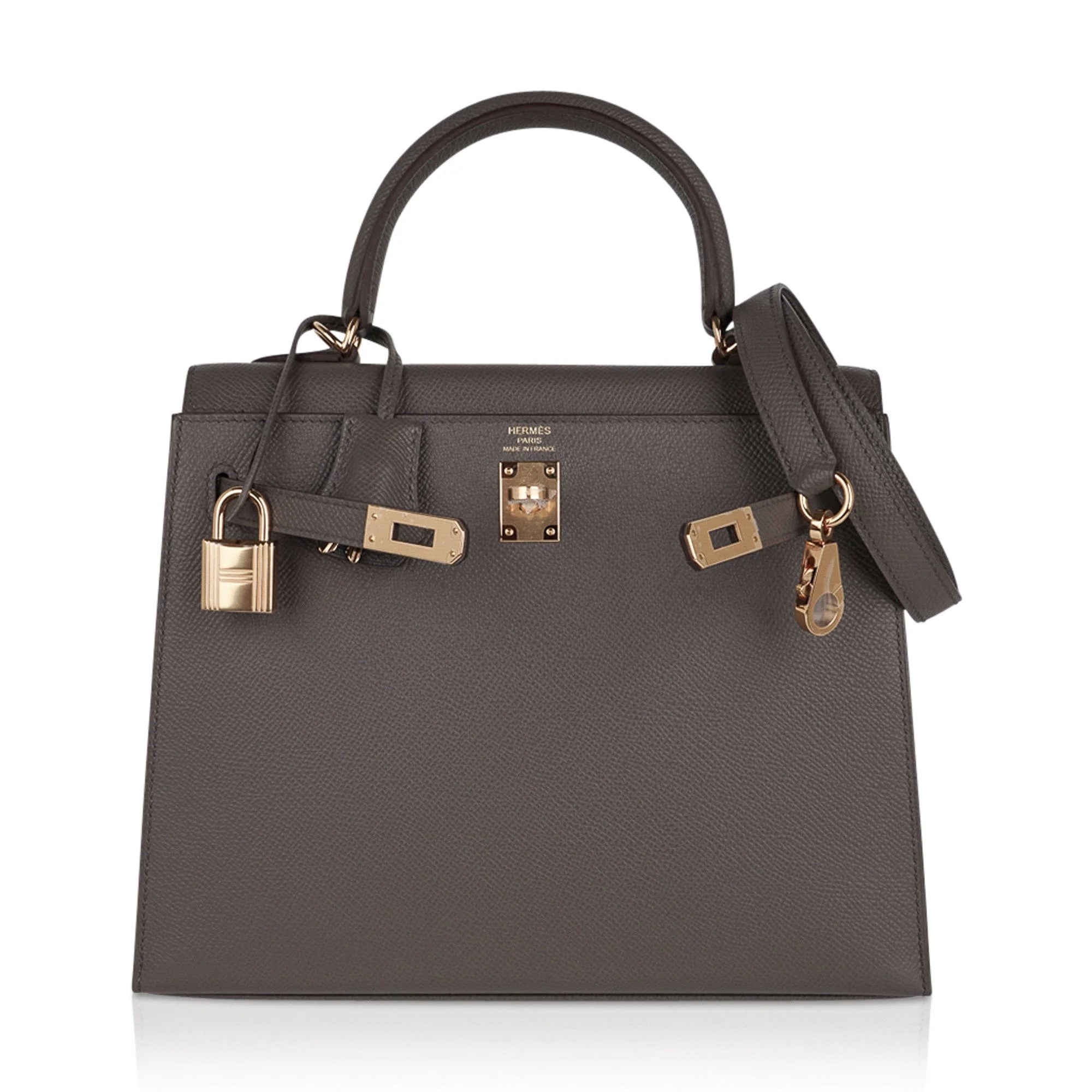 Kelly Sellier 25 Bag Etain Gold Hardware Epsom Leather New
