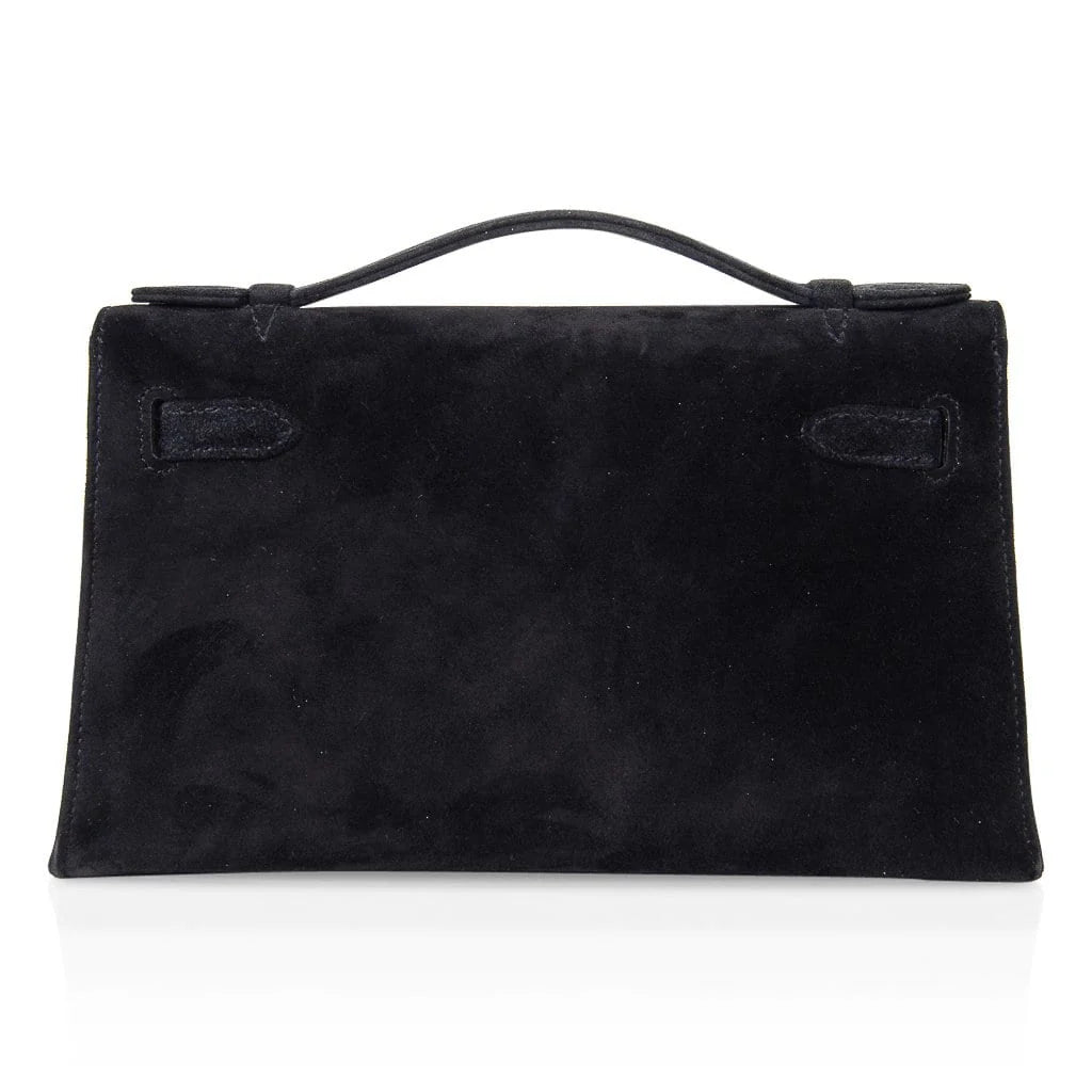 Kelly Pochette Black Doblis Suede Palladium