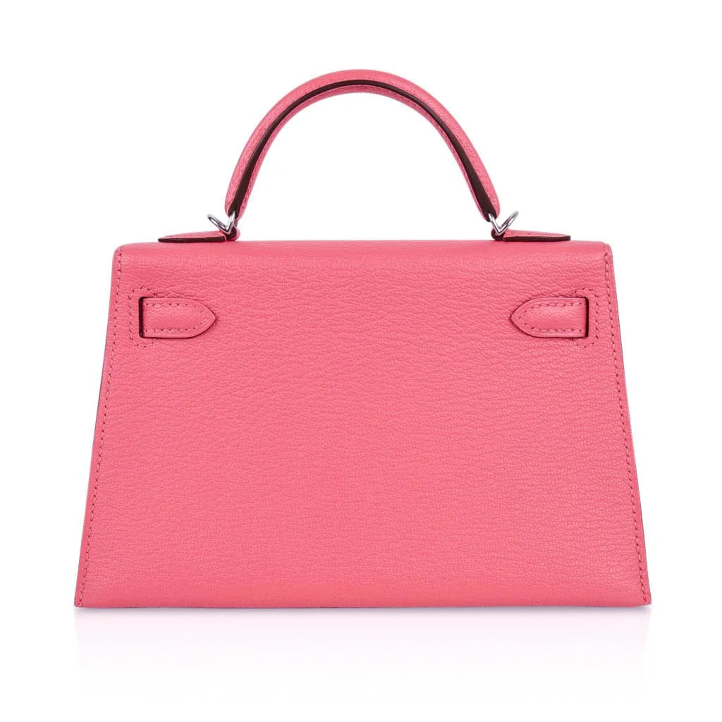 Kelly 20 Mini Sellier Bag Rose Lipstick Chevre Leather Palladium Hardware