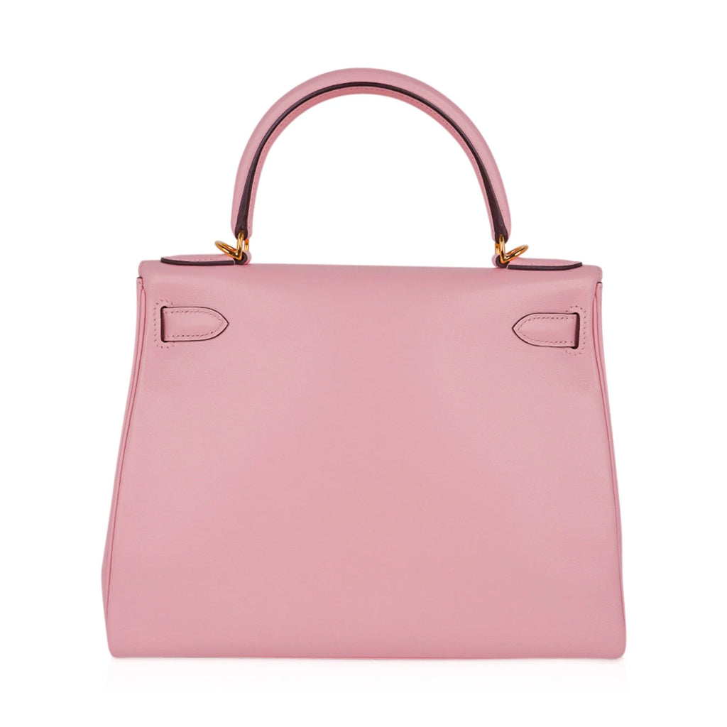 Kelly 28 Bag Rose Sakura Gold Hardware Swift Leather