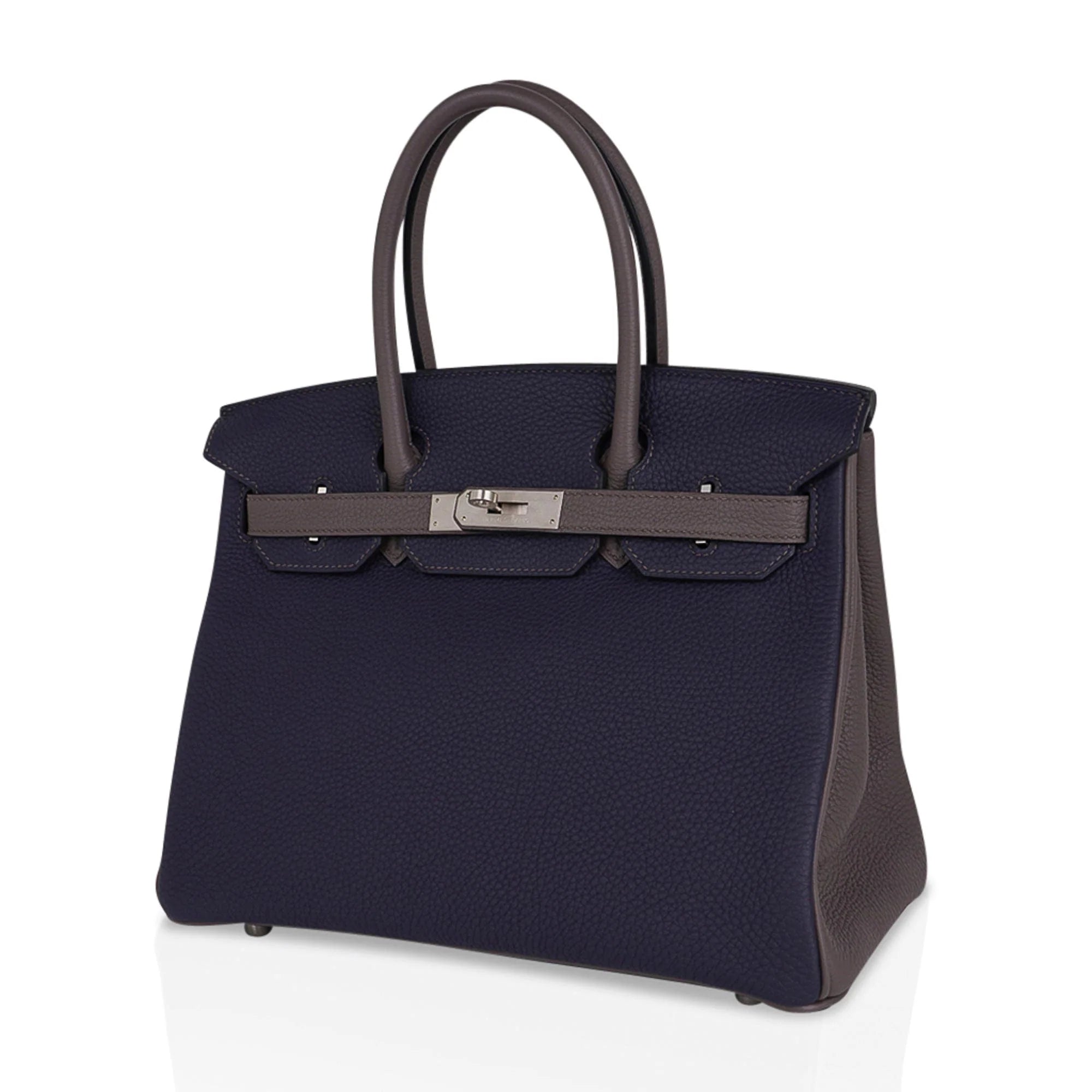 Special Order HSS Birkin 30 Bag Blue Nuit & Etain Togo Leather with Brushed Palladium Hardware