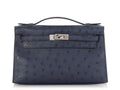 Kelly Pochette Clutch Bag crafted from top-layer cowhide with ostrich pattern