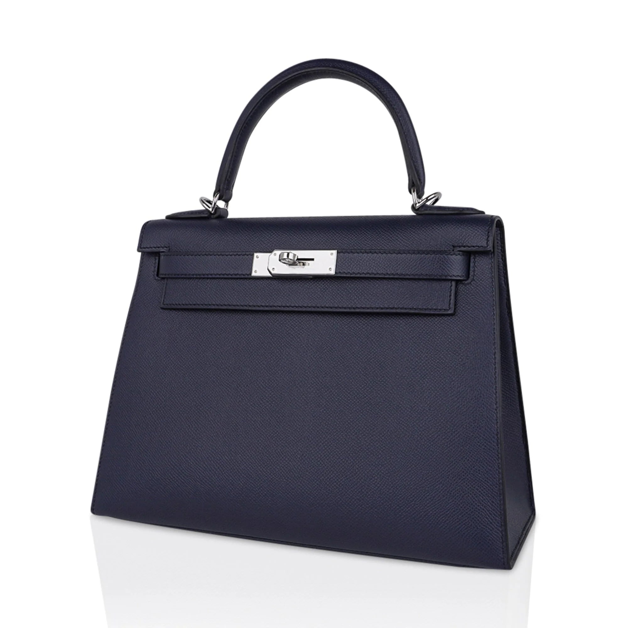 Kelly 28 Bag Blue Indigo Sellier Epsom Palladium Hardware New/Box