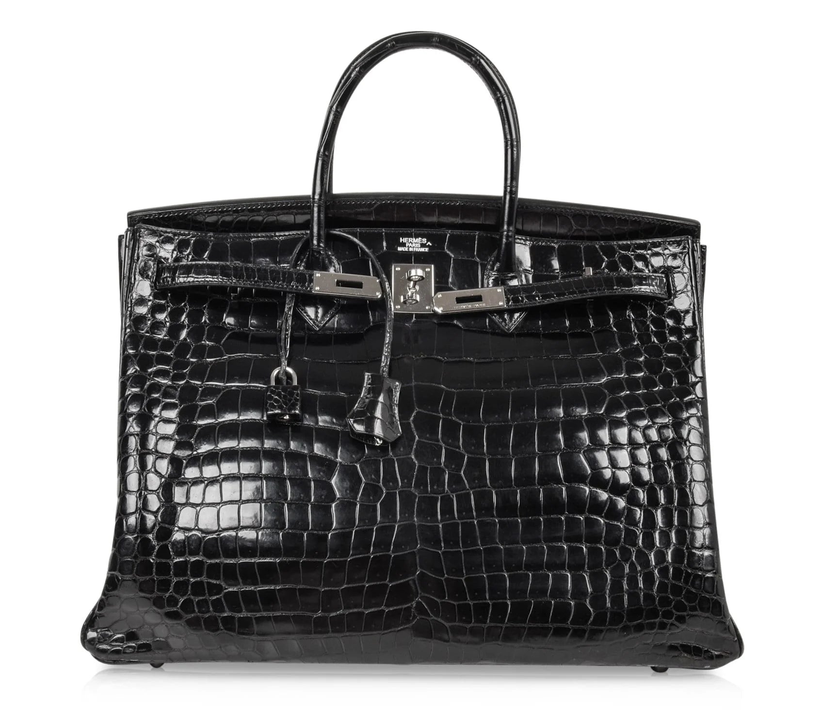 Birkin 40 Bag Black Porosus Crocodile Palladium