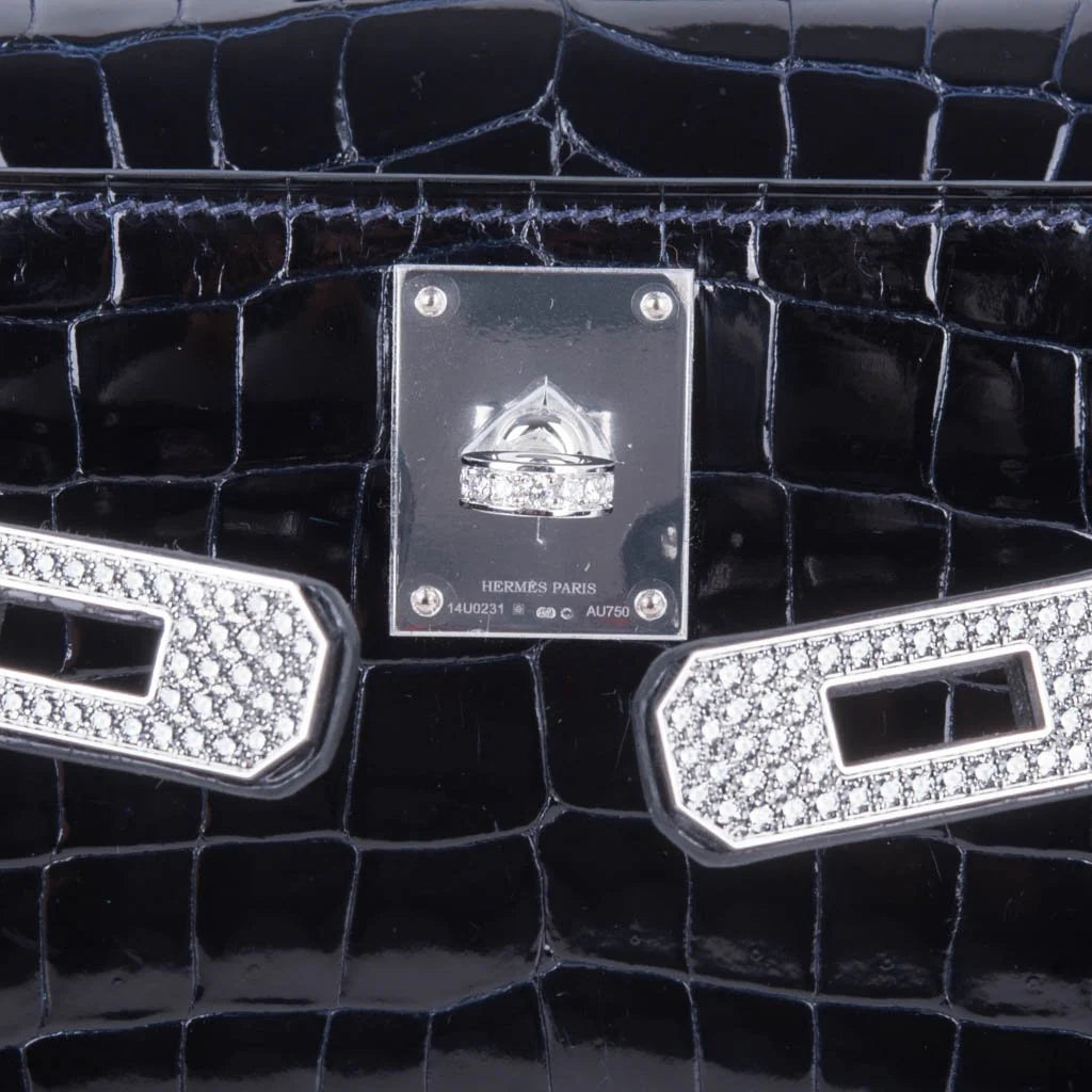 Kelly Cut Diamond Blue Marine Crocodile Bag Exquisite Clutch