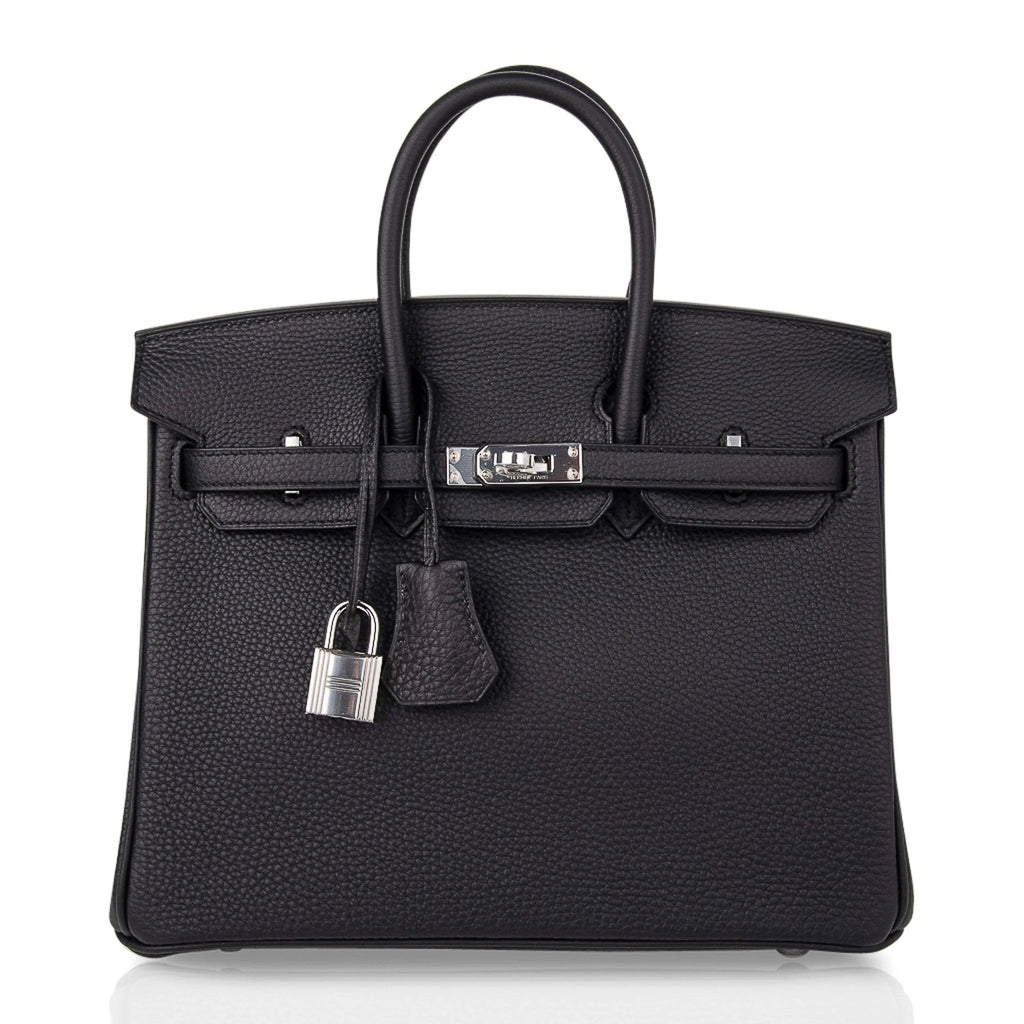 Birkin 25 Bag Black Palladium Hardware Togo Leather