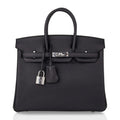 Birkin 25 Bag Black Palladium Hardware Togo Leather