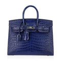 Limited Edition Birkin 25 Bag Sellier Indigo Aizome Porosus Crocodile with Palladium Hardware