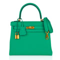 Kelly Retourne 25 Bag Menthe Togo Gold Hardware New w/Box