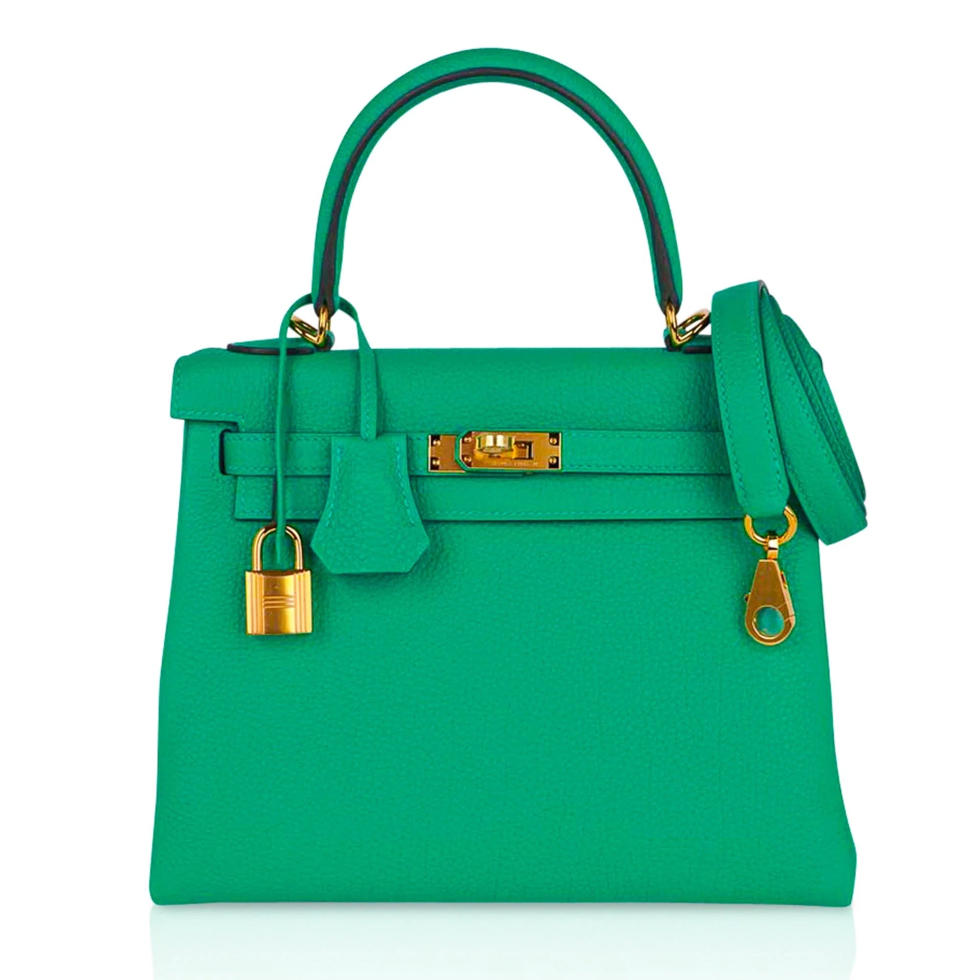 Kelly Retourne 25 Bag Menthe Togo Gold Hardware New w/Box