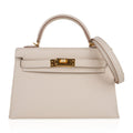 Kelly 20 Mini Sellier Bag Craie Epsom Leather Gold Hardware New w/Box