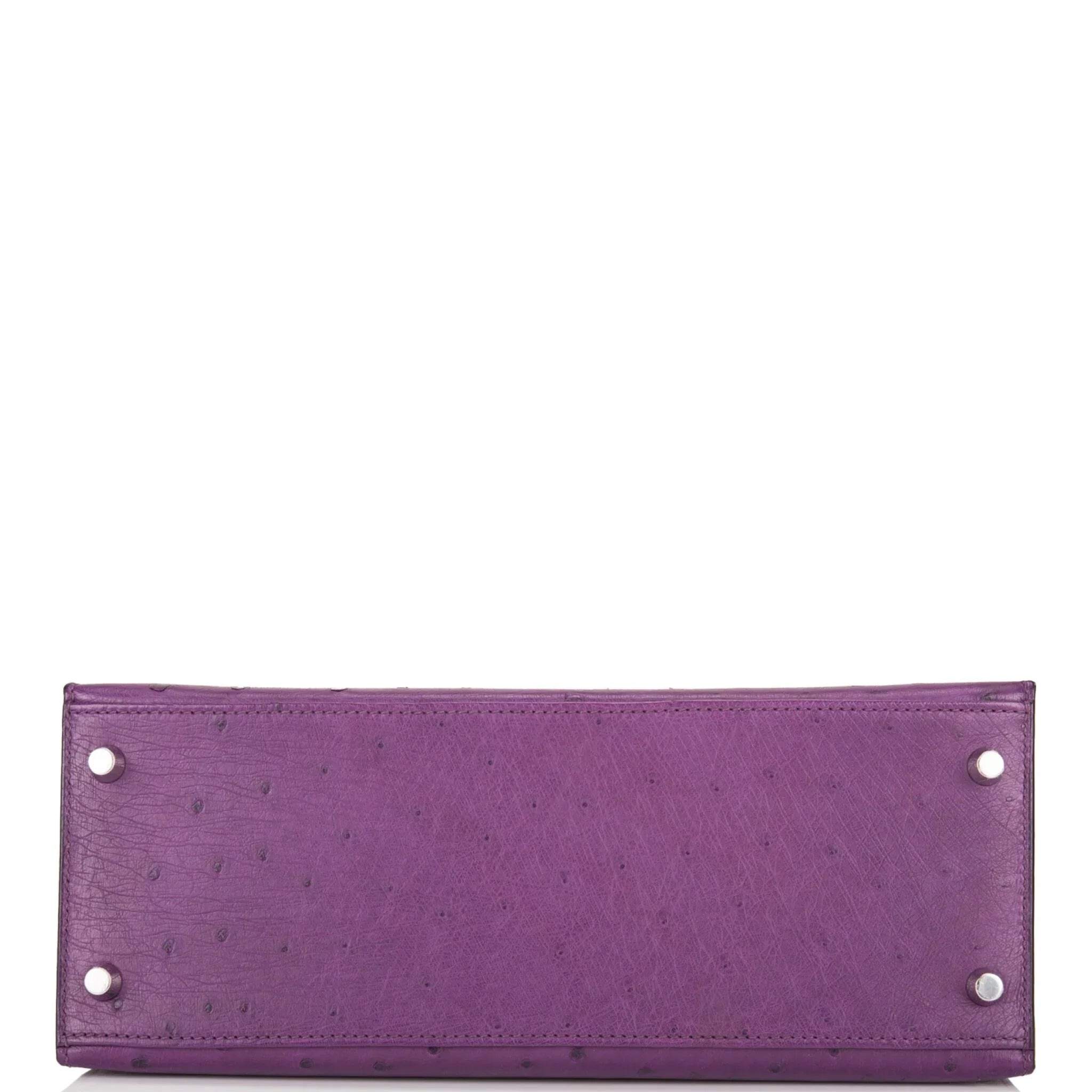 Kelly Violine Sellier Ostrich with Palladium Hardware