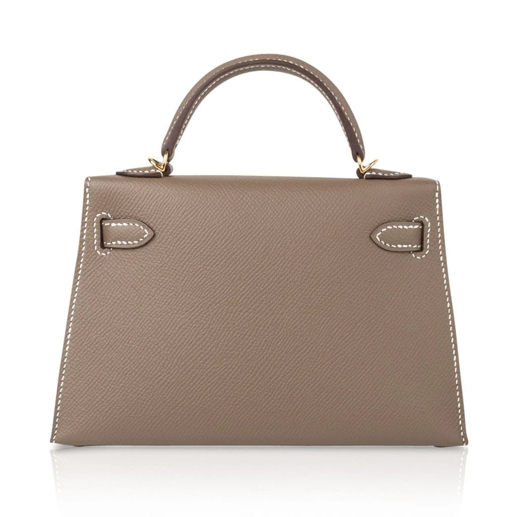 Kelly 20 Mini Sellier Bag Etoupe Limited Edition Epsom Gold Hardware