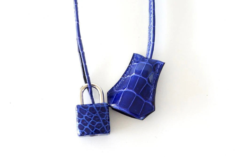 Birkin 35 Bag Vivid Electric Blue Porosus Crocodile Palladium